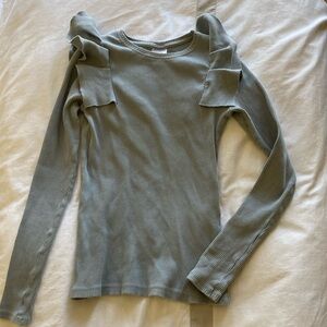 Zara pale grey-blue Ribbed Blouse
